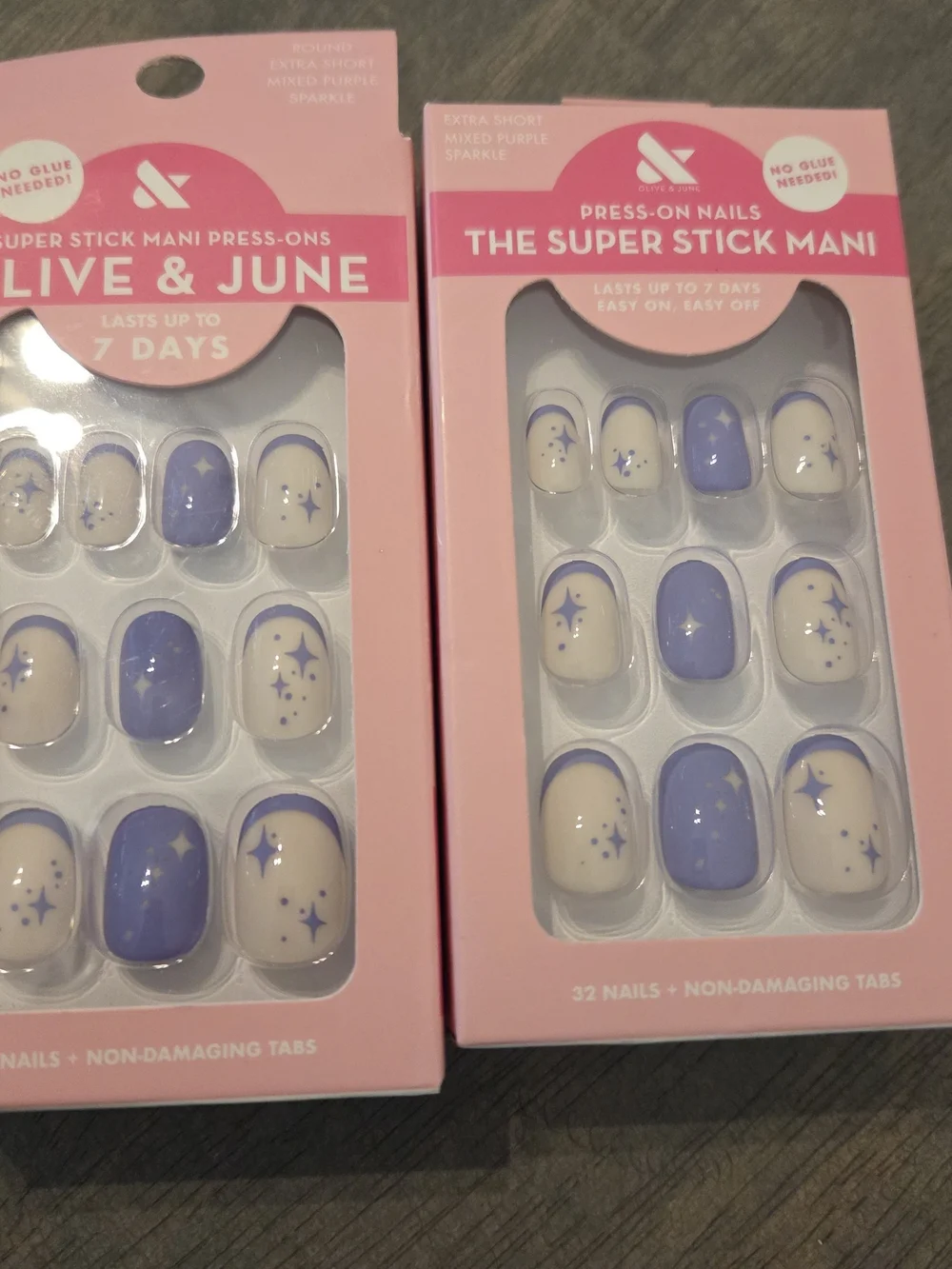 LOT of 6 The Super Stick Mani Press On Nails (No Glue Needed!)